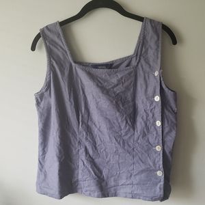 Vintage Retro Early 2000s y2k Square Neck Asymmetrical Button Front Tank Top